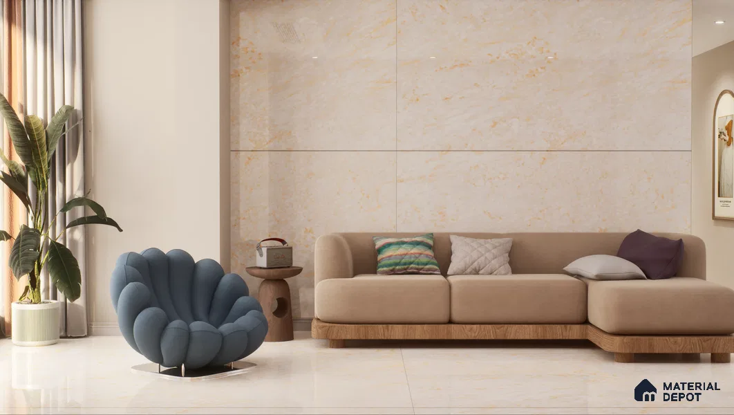 TL 00355 Beige 6 ft x 4 ft Matte Finish Endless Vitrified Wall & Floor Tile - 9 mm | Adhesive and Spacers Must be Used During Installation