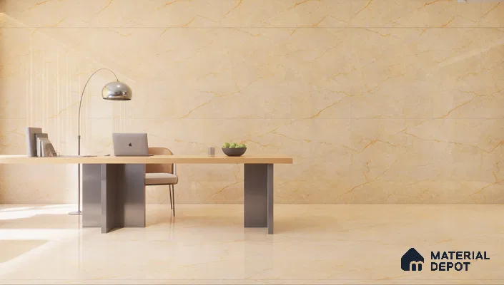 TL 00349 Beige 6 ft x 4 ft Glossy Finish Endless Vitrified Wall & Floor Tile - 9 mm | Adhesive and Spacers Must be Used During Installation