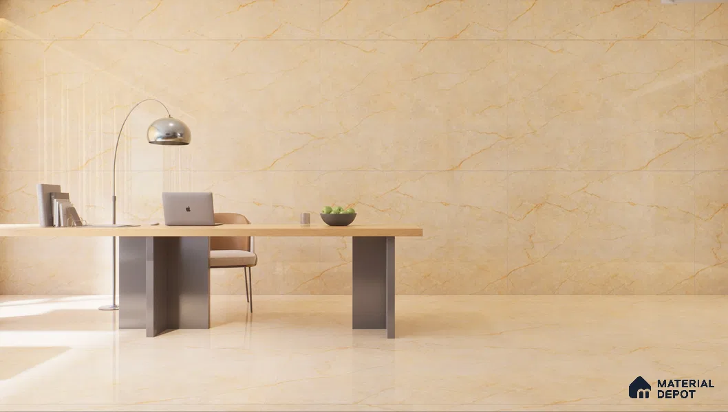 TL 00349 Beige 6 ft x 4 ft Glossy Finish Endless Vitrified Wall & Floor Tile - 9 mm | Adhesive and Spacers Must be Used During Installation