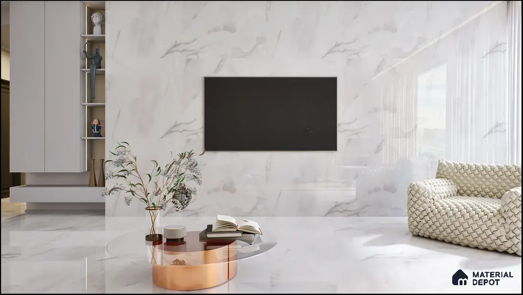 Large Format Marble Floor & Wall Tile TL 01466 Mercato Onyx 6 ft x 4 ft Glossy Finish Vitrified Tile - 9 mm | Suitable For Living Room, Bedroom, Office | Adhesive and Spacers Must be Used During Installation