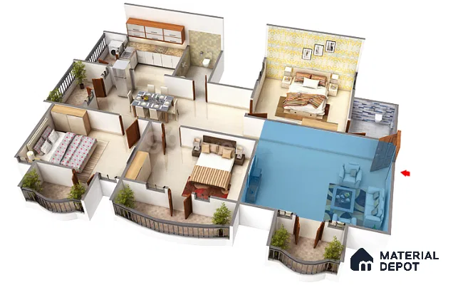 Floor Plan of Ashoka Windows and Annexe Kaggadasapura 3 BHK apartment Bengaluru