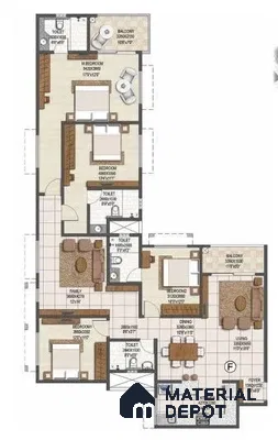Floor Plan of Brigade Buena Vista Old Madras Road 4 BHK apartment Bengaluru