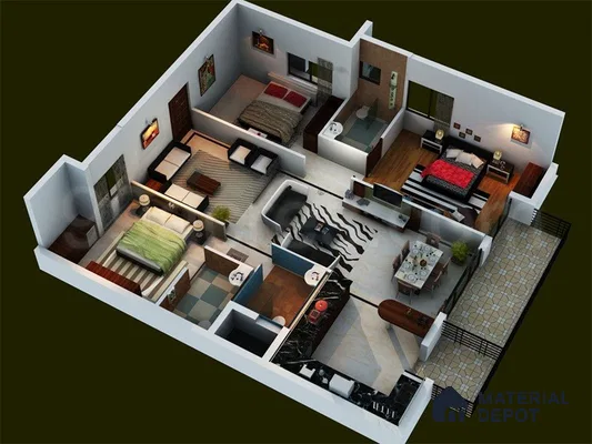 Floor Plan of Fortuna Central Park Virupakshapura 3 BHK apartment Bengaluru