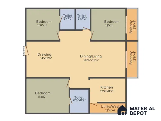 Floor Plan of LVS Gardenia Hallehalli 3 BHK apartment Bengaluru