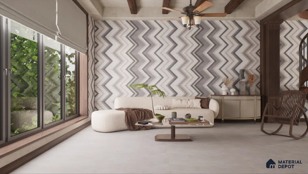 TL 01233 A Magnifica Bianco 1200x300 mm GVT Cement Look Tile - 9 mm
