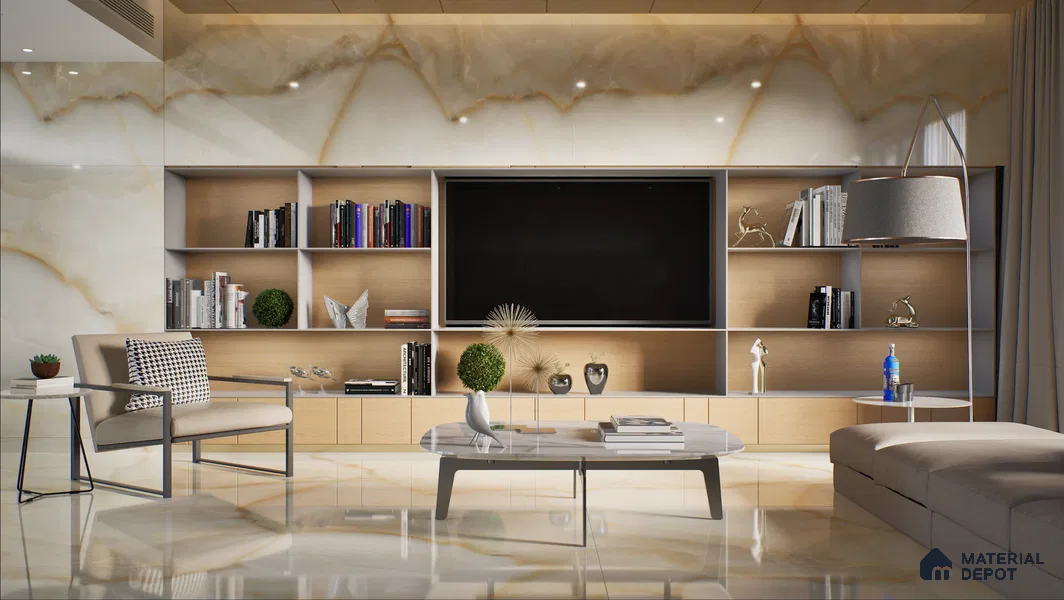 TL 00353 Brown 6 ft x 4 ft Glossy Finish Endless Vitrified Wall & Floor Tile - 9 mm | Adhesive and Spacers Must be Used During Installation