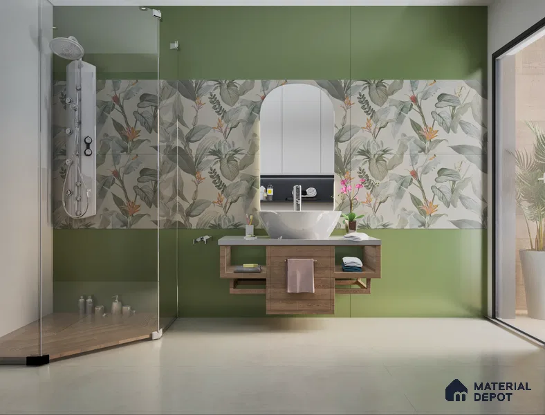 Tropical Wall Tile TL 00936 C Marlboro Ice Decor 2 4 ft x 2 ft Carving Matte Finish Vitrified Tile - 9 mm | Suitable for Bathroom, Accent/Feature Wall, Foyer
