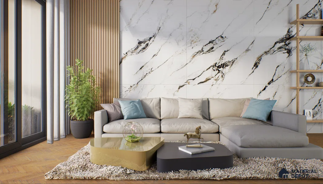TL 00351 Pearl White 6 ft x 4 ft Glossy Finish Endless Vitrified Wall & Floor Tile - 9 mm | Adhesive and Spacers Must be Used During Installation