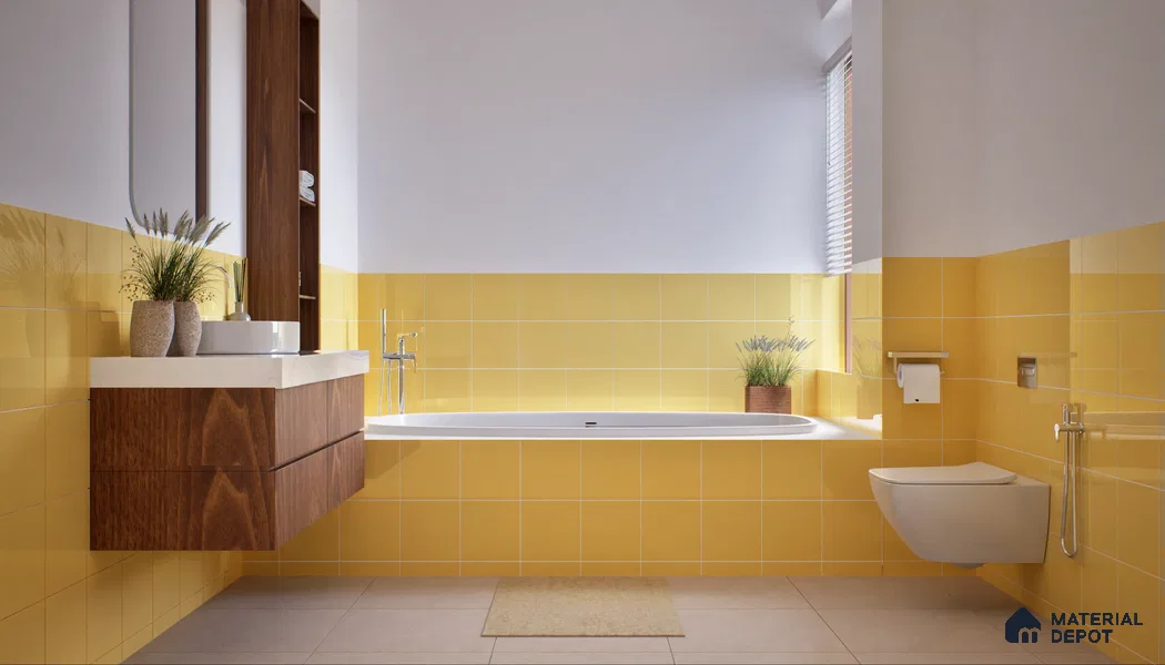 TL 00055 O 4x4 inches Mango Yellow Plain Glossy Finish Ceramic Wall Tile - 5.8 mm