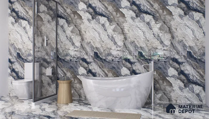 Endless Marble Look Tile TL 11591 Avila Gris 5.2 ft x 2.6 ft Carving Matte Vitrified Tile - 9 mm)