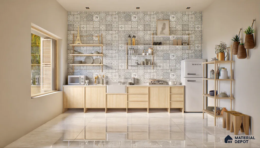 Budget Friendly Large Format Marble Floor & Wall Tile TL 01462 Ash Ford Bianco 6 ft x 4 ft Glossy Finish Vitrified Tile - 9 mm | Suitable For Living Room, Bedroom, Office | Adhesive and Spacers Must be Used During Installation