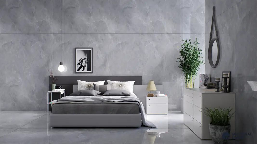 Marble Floor & Wall Tile TL 07138 Sumia Grey 4 ft x 2 ft Glossy Finish Vitrified Tile - 9 mm | 4 Random Design | Suitable For living Room, Bedroom, Bathroom