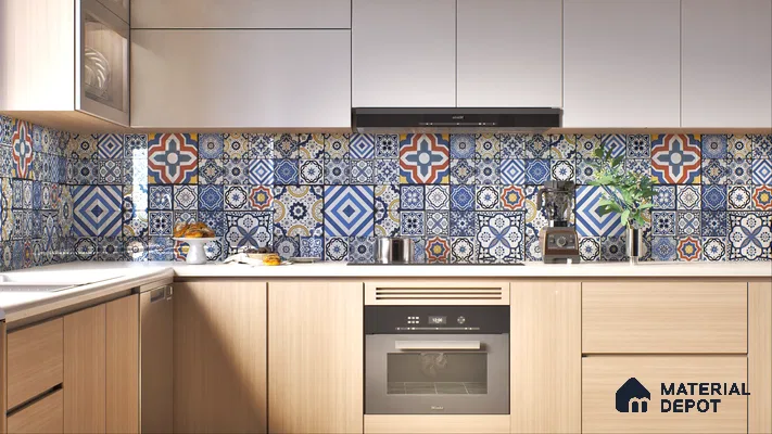 Moroccan Wall & Floor Tile TL 05111 F Kasavari Sapphire Wave 4 ft x 2 ft Vitrified Endless High Gloss Finish - 9 mm (Random 4) | Suitable for Living Room, Bedroom, Bathroom, Kitchen Wall & Backsplashes