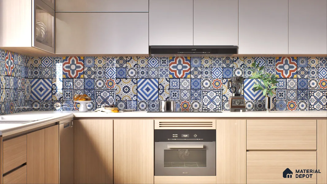 Moroccan Wall & Floor Tile TL 05111 F Kasavari Sapphire Wave 4 ft x 2 ft Vitrified Endless High Gloss Finish - 9 mm (Random 4) | Suitable for Living Room, Bedroom, Bathroom, Kitchen Wall & Backsplashes
