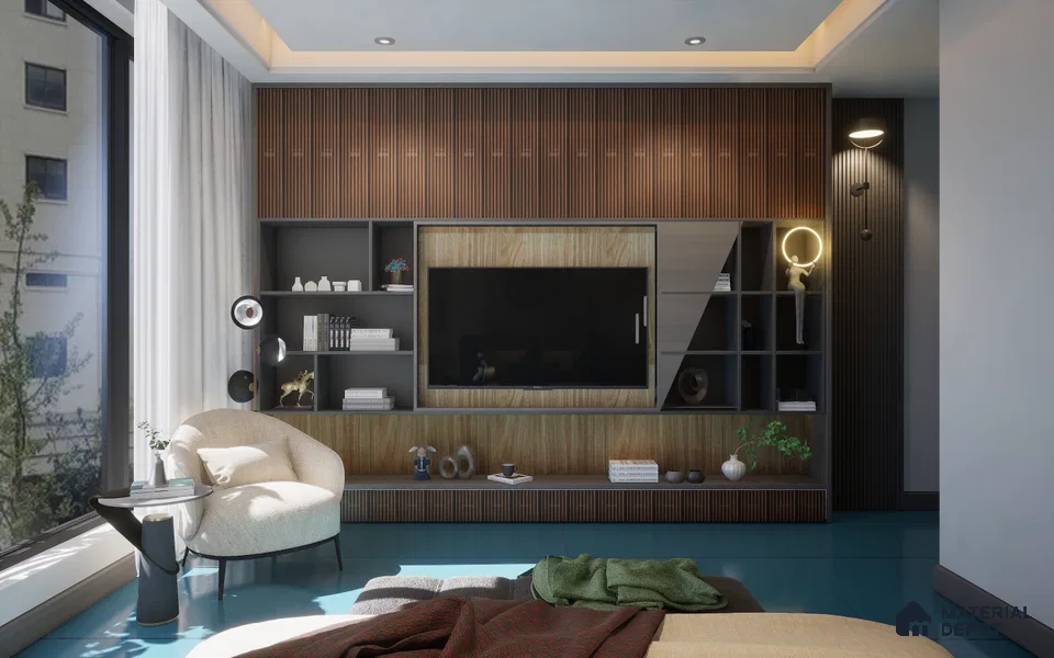 Brown Wooden Louver 2005 Noce Italiano 8 ft x 4.9 inch Charcoal Panel - 12 mm | Suitable for Feature Wall, TV Unit & Living Room | Width is Subjected to 5% Variation