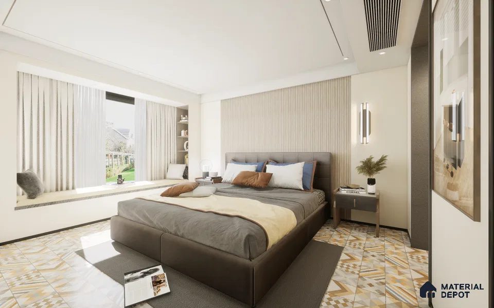 Beige Stone Louver 7403 9 ft x 5 inch Charcoal Panel - 12 mm | Suitable for Feature Wall, TV Unit & Living Room | Width is Subjected to 5% Variation