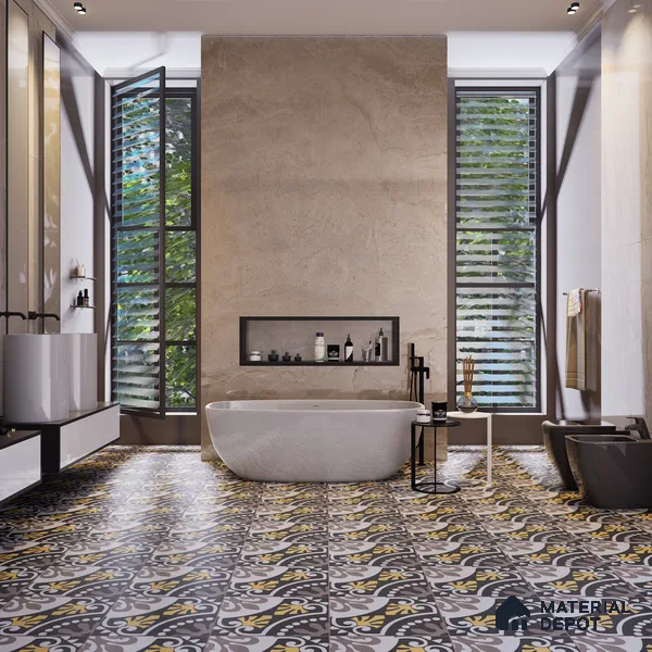 Moroccan Wall & Floor Tile TL 07260 Trend Cedar Decor 5003 200 mm x 200 mm Matte Finish Vitrified Tile - 8 mm | 4 Random Design | Suitable For living Room, Bedroom, Kitchen | Please Expect a Slight Variation of Pattern