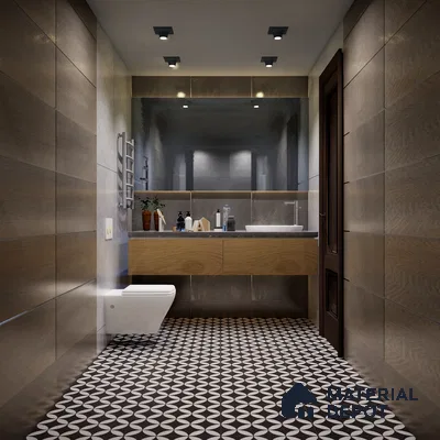 Moroccan Floor & Wall Tile TL 03367 Zenith Monochrome 2 ft x 2 ft Carving Matte Finish Vitrified Tile - 9 mm | Suitable For Kitchen, Bathroom, Dining Area | Please Expect a Slight Variation of Pattern