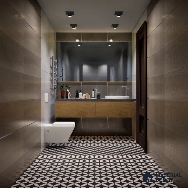 Moroccan Floor & Wall Tile TL 03367 Zenith Monochrome 2 ft x 2 ft Carving Matte Finish Vitrified Tile - 9 mm | Suitable For Kitchen, Bathroom, Dining Area | Please Expect a Slight Variation of Pattern