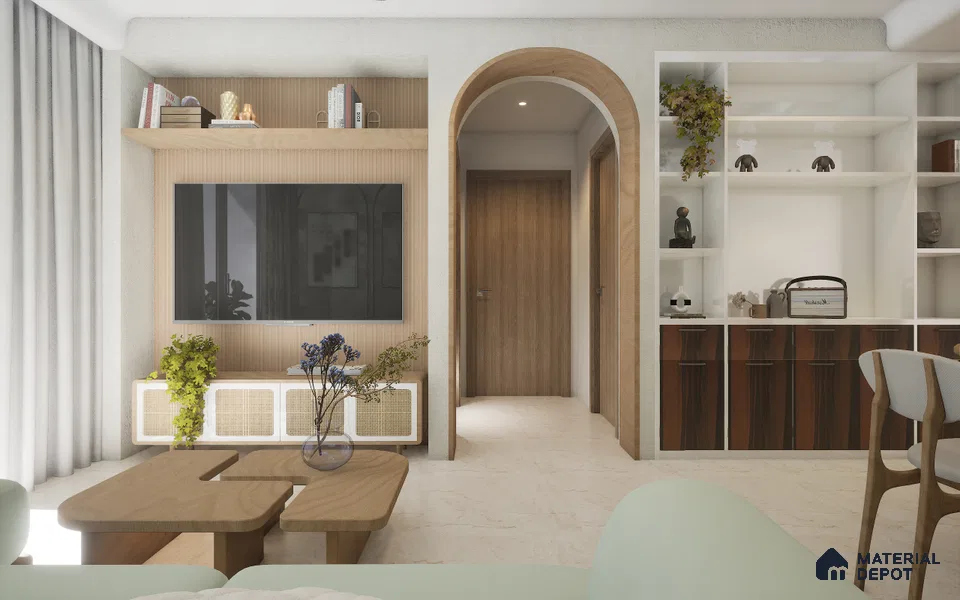 Wood Beige Wooden Louver PN 02717 C 8 ft x 4.6 inch Charcoal Panel - 10 mm | Suitable for Feature Wall, TV Unit & Living Room | Width is Subjected to 5% Variation