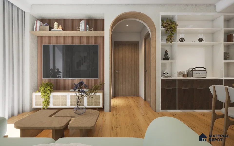 Brown Wooden Louver 6301 9 ft x 4.8 inch Charcoal Panel - 12 mm | Suitable for Feature Wall, TV Unit & Living Room | Width is Subjected to 5% Variation