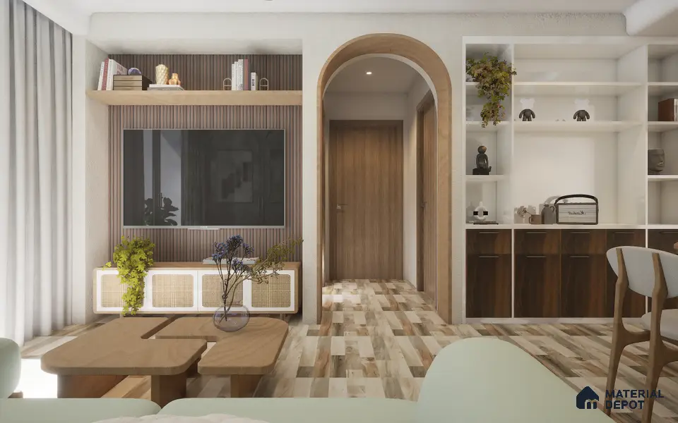 Brown Wooden Louver 6303 9 ft x 4.8 inch Charcoal Panel - 12 mm | Suitable for Feature Wall, TV Unit & Living Room | Width is Subjected to 5% Variation