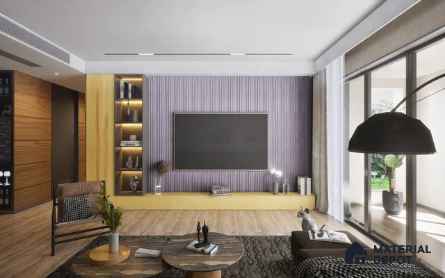 Grey Stone Louver 7503 9 ft x 5 inch Charcoal Panel - 12 mm | Suitable for Feature Wall, TV Unit & Living Room | Width is Subjected to 5% Variation