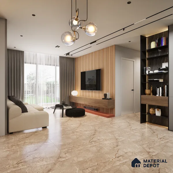 Marble Floor & Wall Tile TL 09245 Euri Mist Glit 4 ft x 2 ft Infinia Fusion Finish Vitrified Tile - 9 mm | 4 Random Design | Suitable For Living Room, Bedroom, Dining Area