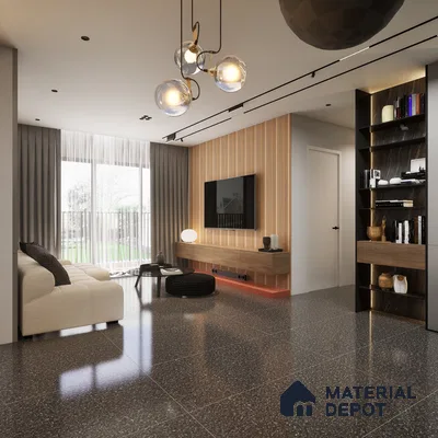 Marshel Black 1200x600 mm Lapato Surface GVT Tile - 9 mm | Material Depot