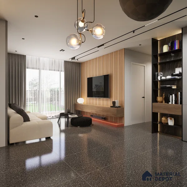 TL 00369 Neo Black 2 ft x 2 ft Glossy Finish Double Charged Vitrified Floor Tile - 9 mm