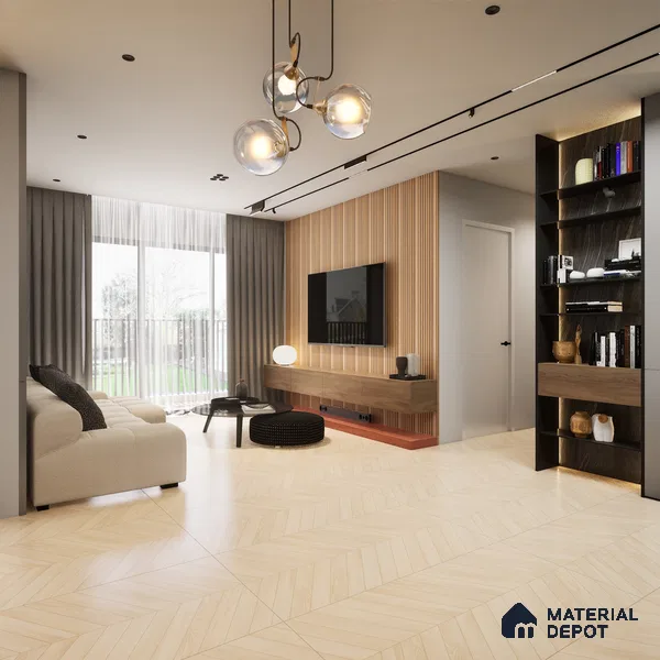 TL 04486 Chevron Wood Silver 600x1200 mm Wooden Look Wall And Floor Tile