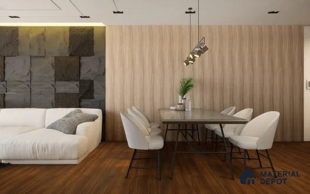 Brown Wooden Louver White Ash Peaks 8 ft x 5.6 inch Solid Wood Panel - 6.5 mm | Suitable for Feature Wall, TV Unit & Living Room | Width is Subjected to 5% Variation