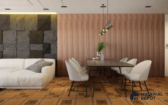 Brown Wooden Louver WALNUT P (Walnut Peaks) 8 ft x 5.6 inch Solid Wood Panel - 6.5 mm | Suitable for Feature Wall, TV Unit & Living Room | Width is Subjected to 5% Variation
