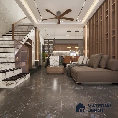 Smoke Normandy 1200x600 mm Sugar Surface GVT Tile - 9 mm | Material Depot