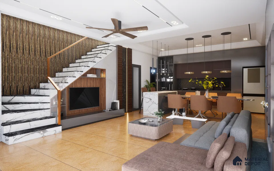 Brown Stone Louver 1180 244 (Trend 1180) 8 ft x 4.9 inch Charcoal Panel - 12 mm | Suitable for Feature Wall, TV Unit & Living Room | Width is Subjected to 5% Variation