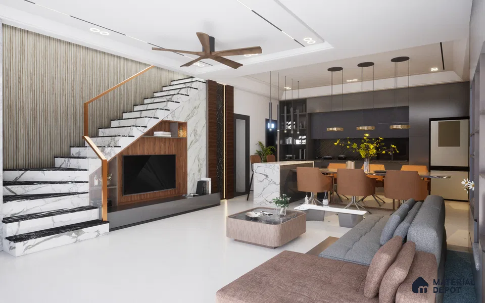 Cream Marble Louver 1187 244 (Trend 1187) 8 ft x 4.9 inch Charcoal Panel - 12 mm | Suitable for Feature Wall, TV Unit & Living Room | Width is Subjected to 5% Variation