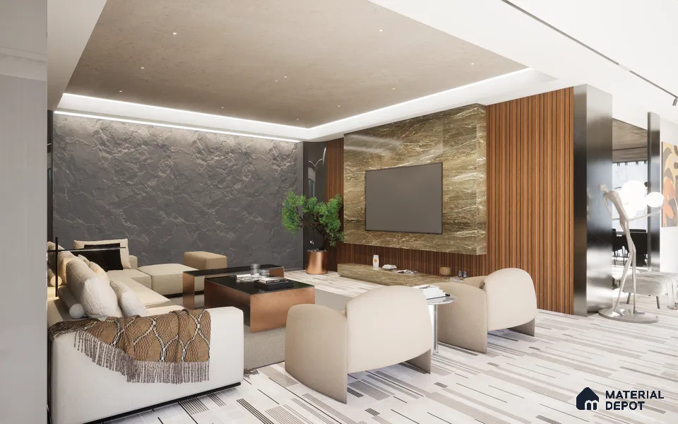 Chocolate Brown Wooden Louver VL 04 WO (VL 04) 8 ft x 4.9 inch Charcoal Panel - 12 mm | Suitable for Feature Wall, TV Unit & Living Room | Width is Subjected to 5% Variation