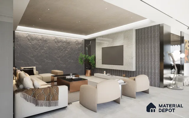Black Marble Louver VL 17 CR (VL 17) 8 ft x 4.9 inch Charcoal Panel - 12 mm | Suitable for Feature Wall, TV Unit & Living Room | Width is Subjected to 5% Variation