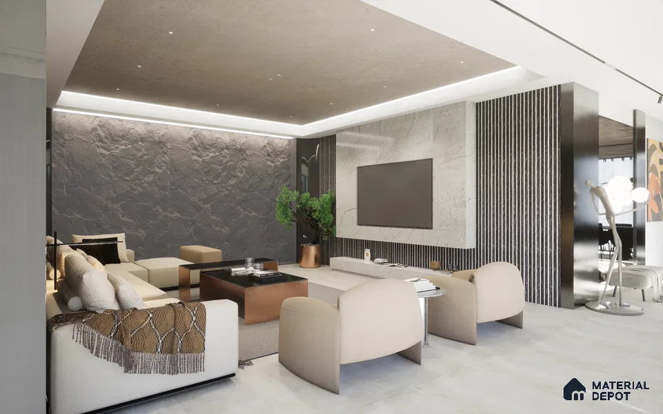 Black Marble Louver VL 17 CR (VL 17) 8 ft x 4.9 inch Charcoal Panel - 12 mm | Suitable for Feature Wall, TV Unit & Living Room | Width is Subjected to 5% Variation