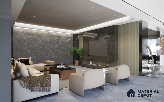 Marble Look 3854 HG Sierra Marble 8 ft x 4 ft High Gloss Finish Decorative Laminate - 1 mm  | Suitable for TV Unit, Wardrobe, Kitchen Cabinets | Matching Edgeband Code - (Rehau - 776P) | (E3 - 2525 HG)