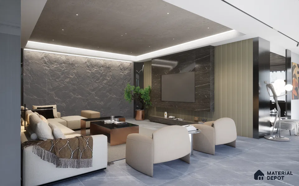 Marble Look 3854 HG Sierra Marble 8 ft x 4 ft High Gloss Finish Decorative Laminate - 1 mm | Suitable for TV Unit, Wardrobe, Kitchen Cabinets | Matching Edgeband Code - (Rehau - 776P) | (E3 - 2525 HG)