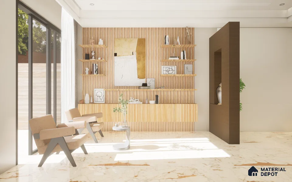 Brown Wooden Louver VL 19 PA (VL 19) 8 ft x 4.9 inch Charcoal Panel - 12 mm | Suitable for Feature Wall, TV Unit & Living Room | Width is Subjected to 5% Variation