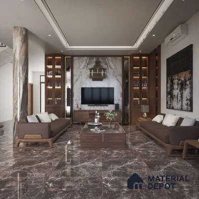Mistero Nero 1200x600 mm High Gloss Finish GVT Tile - 9 mm | Material Depot