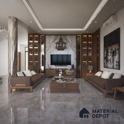 Endless Marble Floor & Wall Tile TL 10865 Lucca Armani Grey 4 ft x 2 ft Glossy Finish Vitrified Tile - 9 mm | 6 Random Designs | Suitable for Living Room, Bedroom & Kitchen