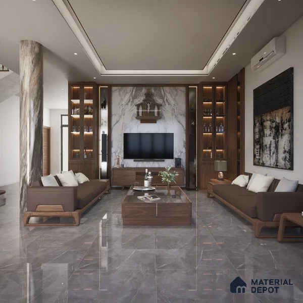 Endless Marble Floor & Wall Tile TL 10865 Lucca Armani Grey 4 ft x 2 ft Glossy Finish Vitrified Tile - 9 mm | 6 Random Designs | Suitable for Living Room, Bedroom & Kitchen