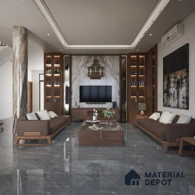 Marble Floor & Wall Tile TL 02198 Geriatric Grey 4 ft x 2 ft Glossy Finish Vitrified Tile - 9 mm (Random 5)