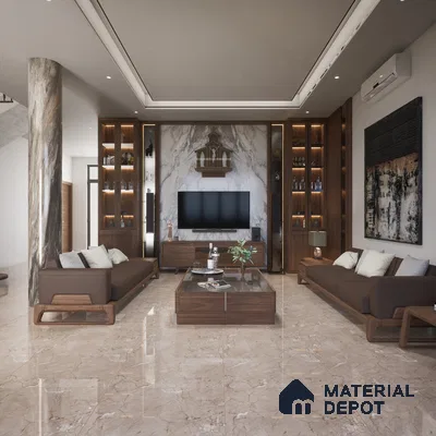 Montana Bianco HD Floor Series 600x1200 mm Glossy Finish Floor Tile | Material Depot
