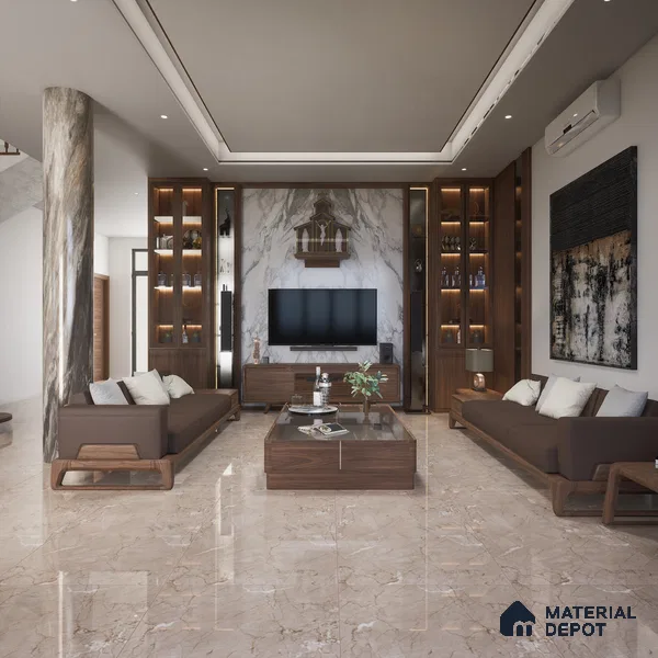 Marble Floor & Wall Tile TL 09245 Euri Mist Glit 4 ft x 2 ft Infinia Fusion Finish Vitrified Tile - 9 mm | 4 Random Design | Suitable For Living Room, Bedroom, Dining Area