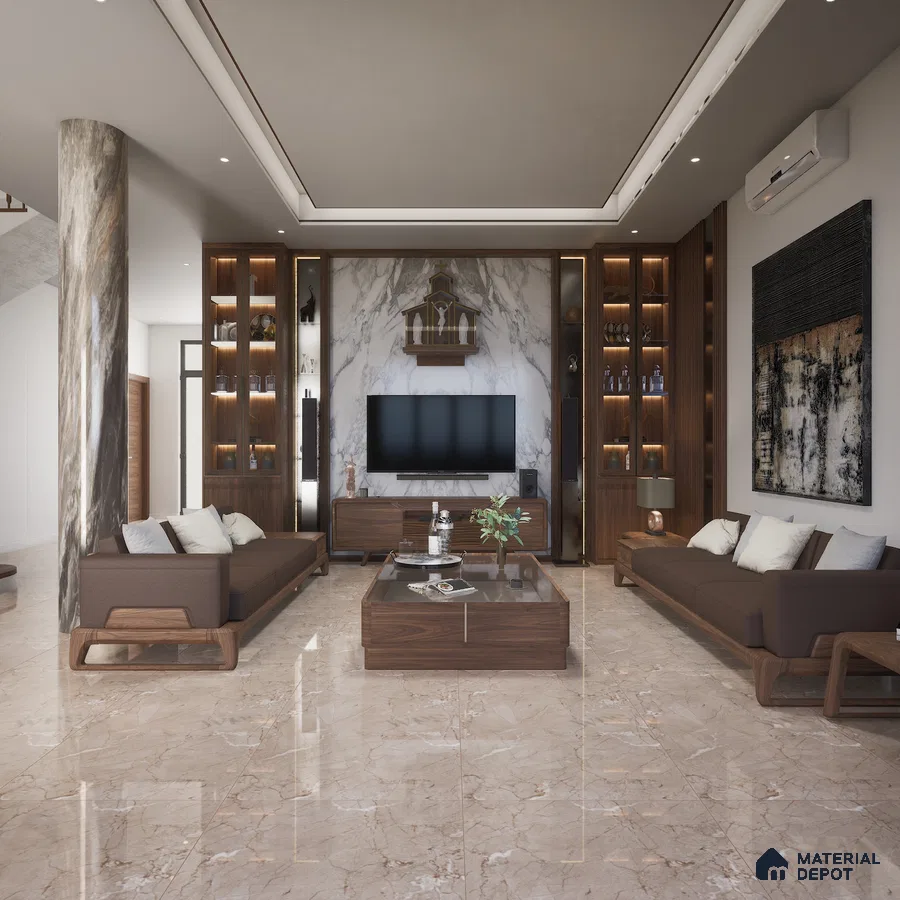 Montana Bianco HD Floor Series 600x1200 mm Glossy Finish Floor Tile | Material Depot