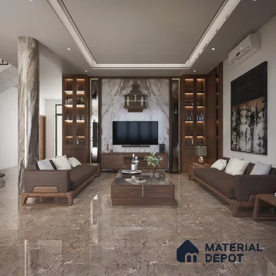 Montana Grey HD Floor Series 600x1200 mm Glossy Finish Floor Tile | Material Depot